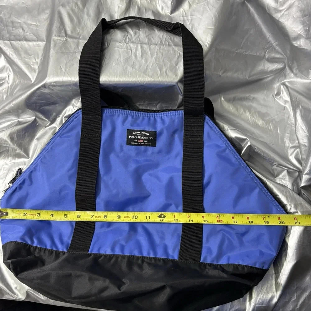 Ralph Lauren Polo Jeans‎ Co. Blue Nylon Zippered Tote Duffel Bag Gym Weekender